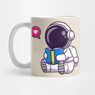 Cute Astronaut Reading Book Cartoon Mug